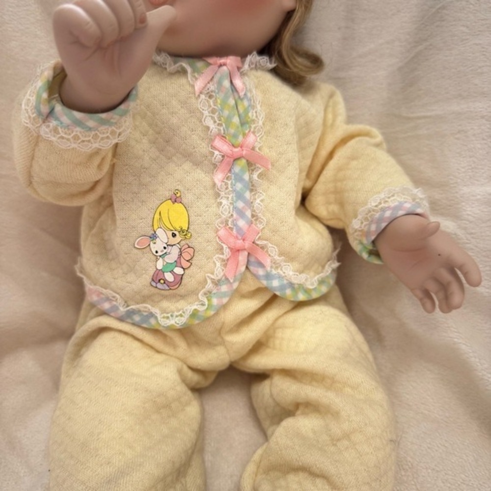 Vintage Baby Doll with Pink Ribbon and Lovey - Picture 5 of 7
